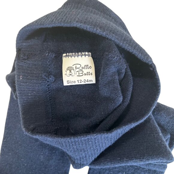 Ruffle Butts Baby Navy Floral Bloomers and Tights - Picture 6 of 8